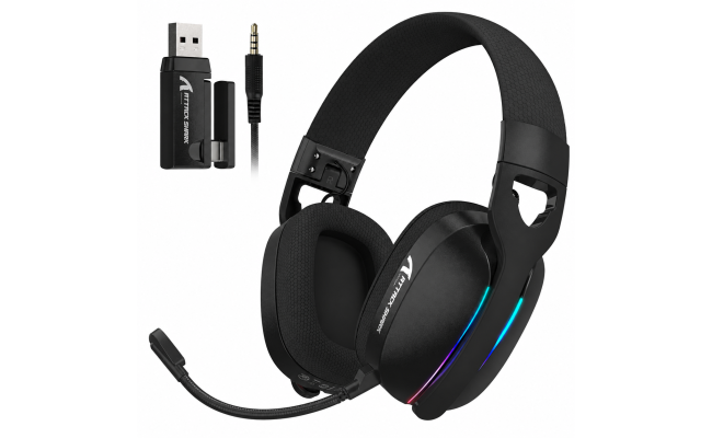 ATTACK SHARK L90 Tri-Mode Wireless Gaming Headset Black with RGB & 7.1 Surround